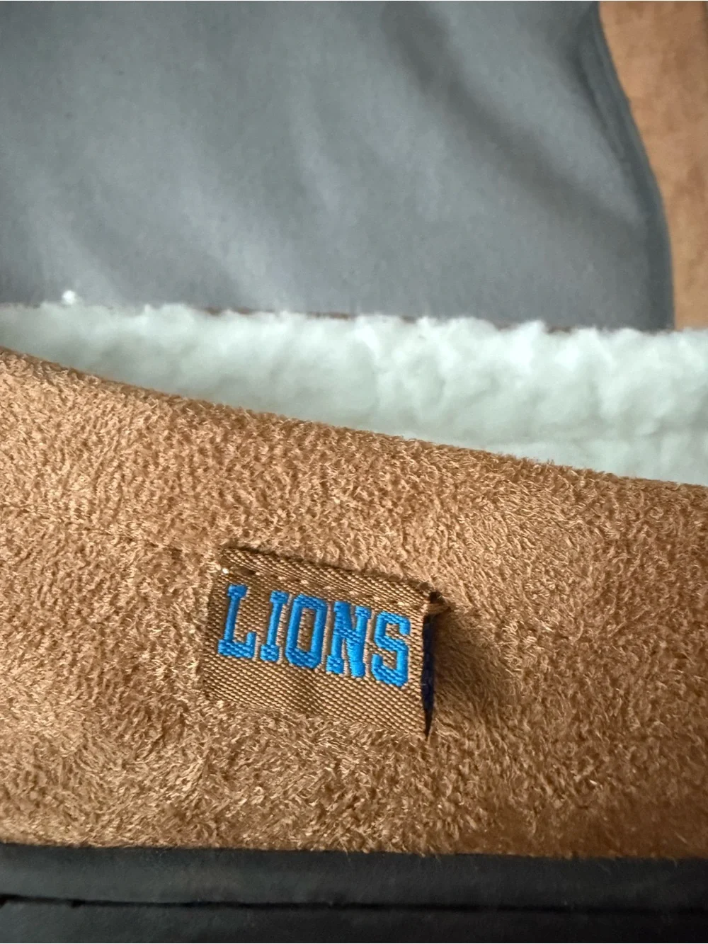 Men's Brown Suede Plush-Lined Slip-On Slippers with Blue Embroidered Logo